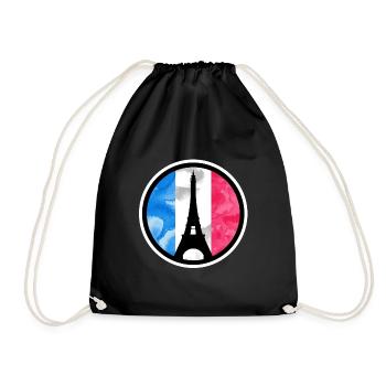 Frankreich France Eiffelturm Nationalfarben - Turnbeutel - Schwarz - Vorne