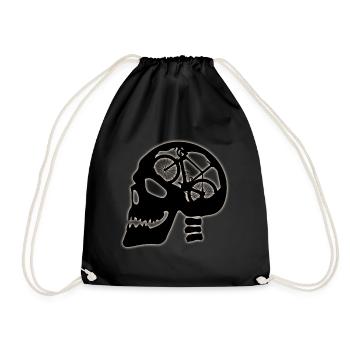 Crâne avec bicyclette à l'intérieur - Sac de sport léger - noir - Devant