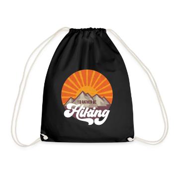 Hiking mountains vintage hike gift - Drawstring Bag - black - Front