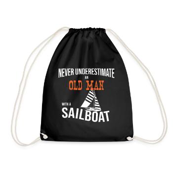 Vieil homme naviguant - cadeau de capitaine de voilier - Sac de sport léger - noir - Devant