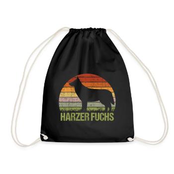 Harzer Fuchs Vintage Retro - Turnbeutel - Schwarz - Vorne