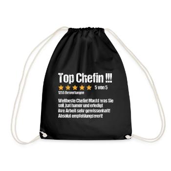Abschied Chefin Lustig Spruch Ruhestand Bewertung - Turnbeutel - Schwarz - Vorne