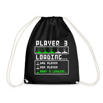 Pregnancy announce Baby Player 3 three Loadi - Drawstring Bag - black - Front