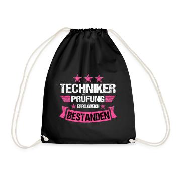Techniker Abschluss Prüfung bestanden Meister Pink - Turnbeutel - Schwarz - Vorne