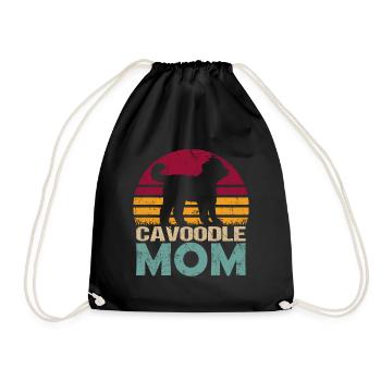Cavoodle Cavapoo Dog Mix Mom Mama Vintage - Drawstring Bag - black - Front