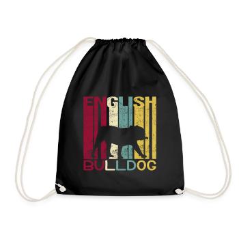 English Bulldog Retro Vintage - Drawstring Bag - black - Front