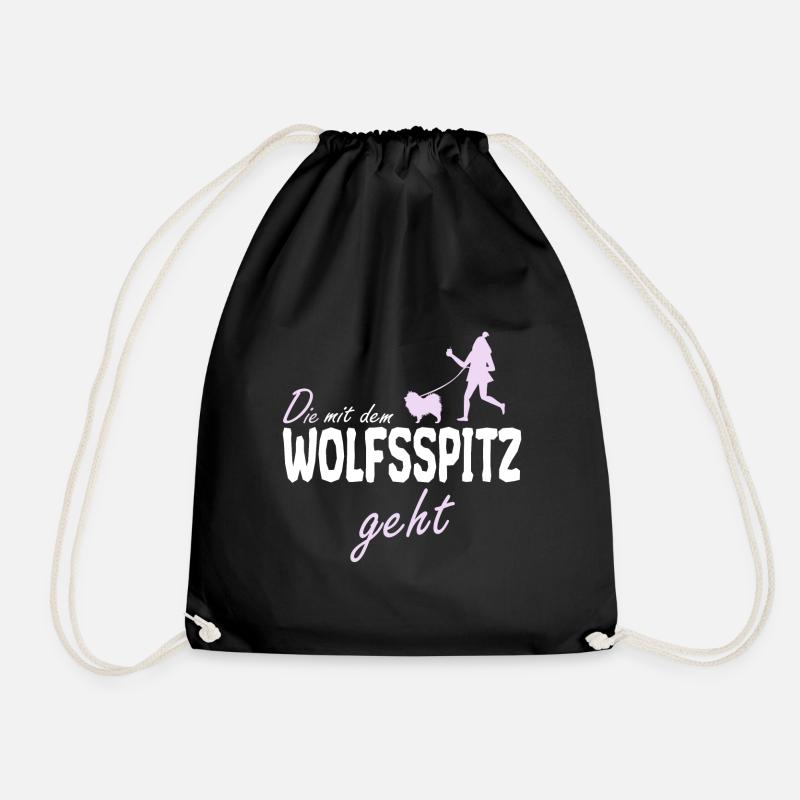 Wolfsspitz Hunde Sprüche Mama Frauchen Mutter - Turnbeutel - Schwarz
