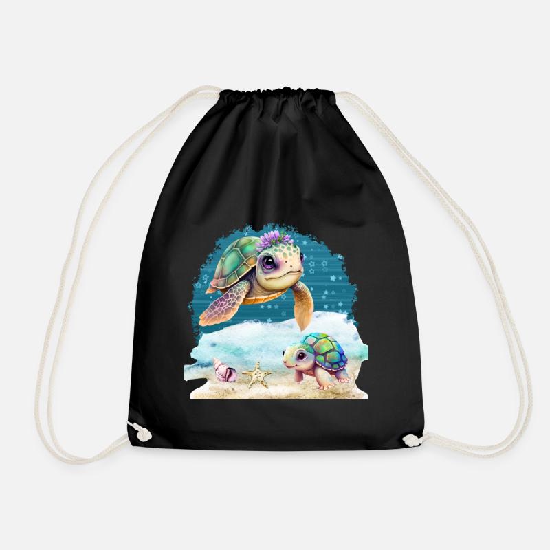 Conception de tortues marines - Sac de sport léger - noir