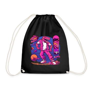 Pop-Art Dino - Turnbeutel - Schwarz - Vorne