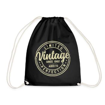 Jahrgang 1962 Geburtstagsgeschenk 1962 - Turnbeutel - Schwarz - Vorne