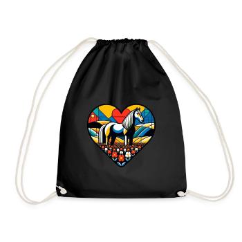 I love horses - Drawstring Bag - black - Front