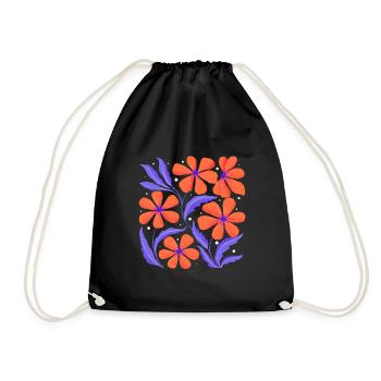 Floral Decor. Customizable - Drawstring Bag - black - Front
