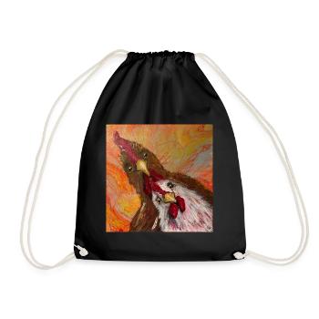 Rooster and chicken - Drawstring Bag - black - Front