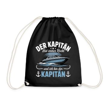 Kapitän Boot Bootsführerschein - Turnbeutel - Schwarz - Vorne