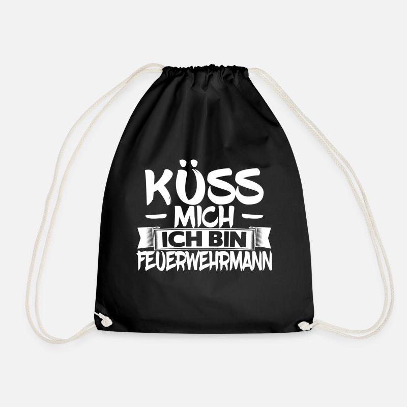 Küss mich ich bin Feuerwehrmann - Turnbeutel - Schwarz