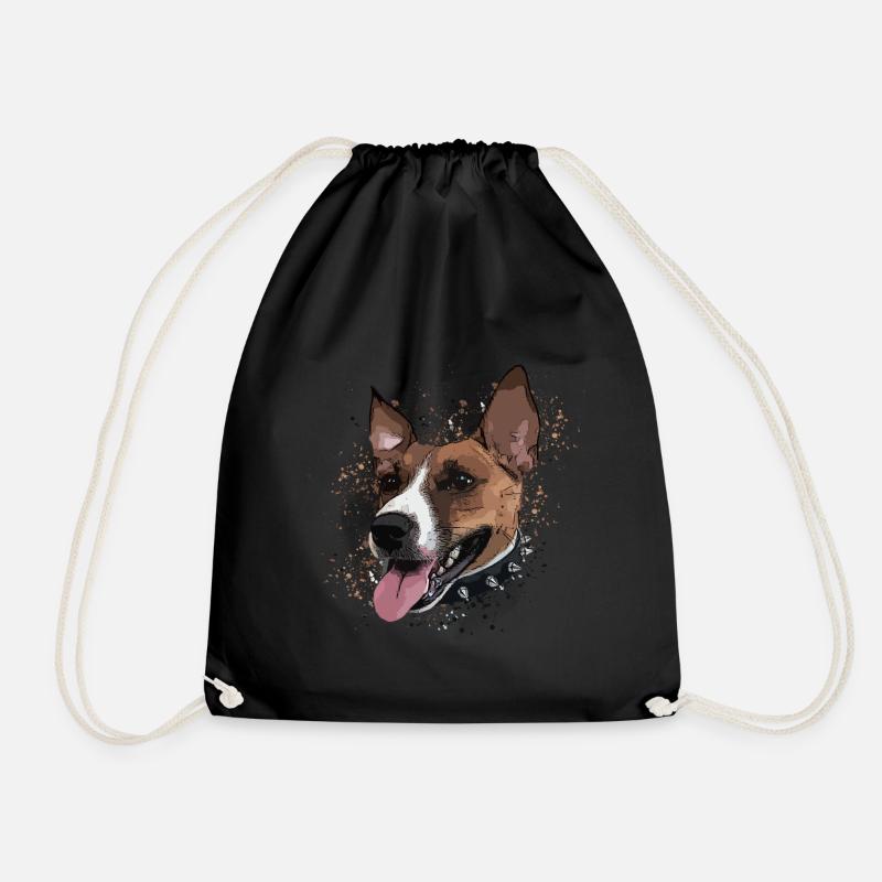 Jack Russel Terrier - dog - Drawstring Bag - black