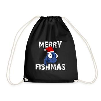 Merry Fishmas - Merry Christmas - - Turnbeutel - Schwarz - Vorne