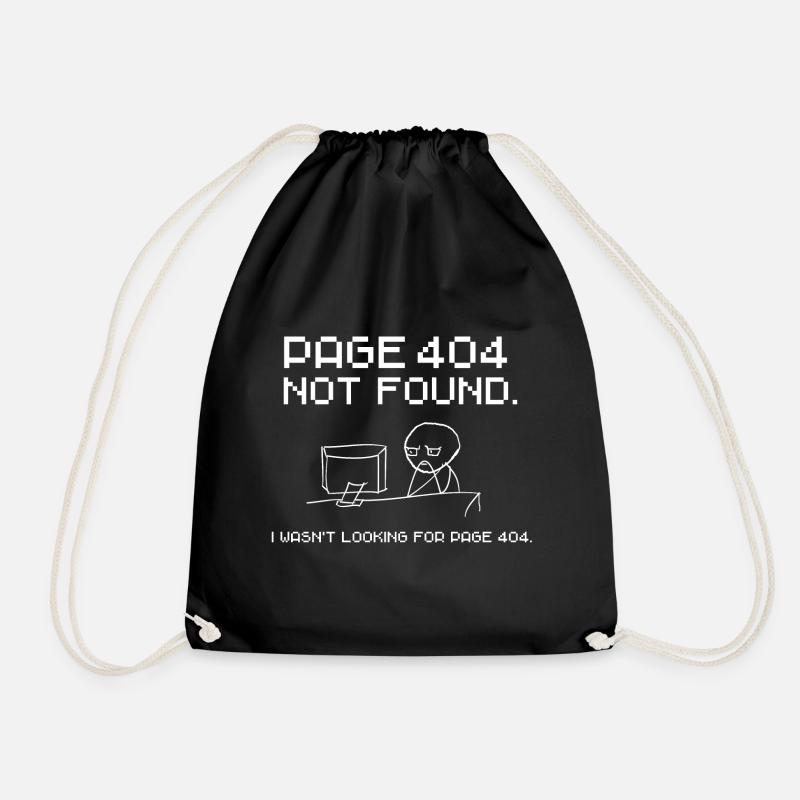 Error 404. Page not found. IT fun - Drawstring Bag - black