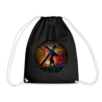 Christen Religion Glauben Kreuz Geschenkidee - Turnbeutel - Schwarz - Vorne