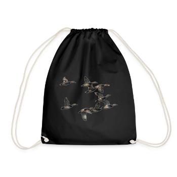 duck band flying - Drawstring Bag - black - Front