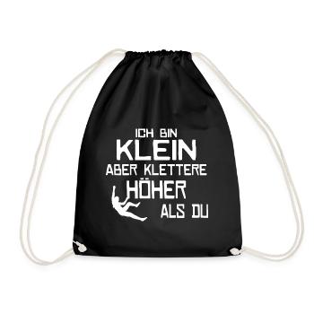 Klein klettere höher Geschenk Spruch Berg - Turnbeutel - Schwarz - Vorne