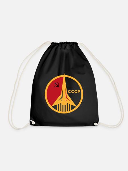 USSR Gift Gagarin Space Russia Astronaut - Drawstring Bag - black