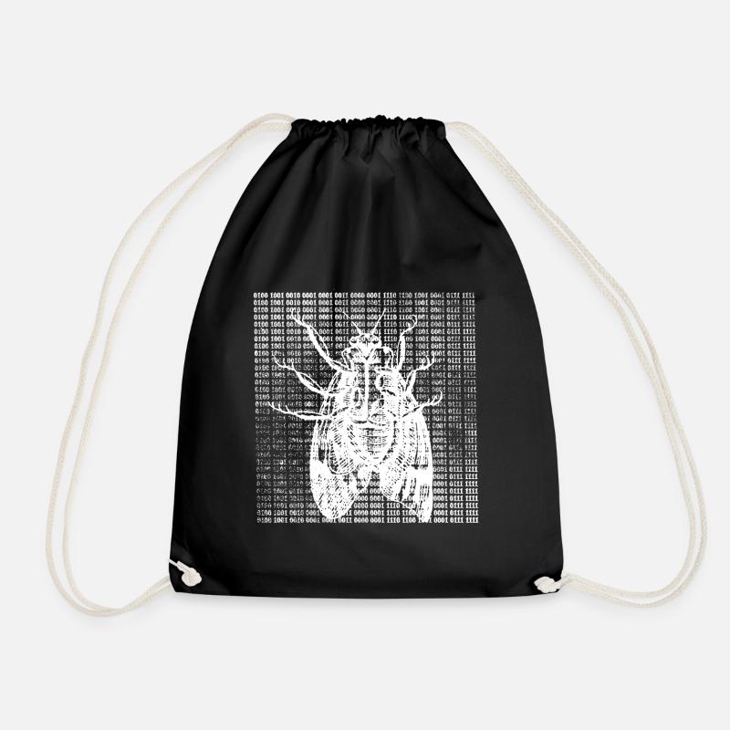 White digital moth - Drawstring Bag - black