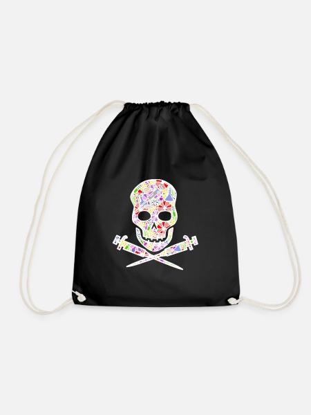Science till I die floral (white) - Drawstring Bag - black