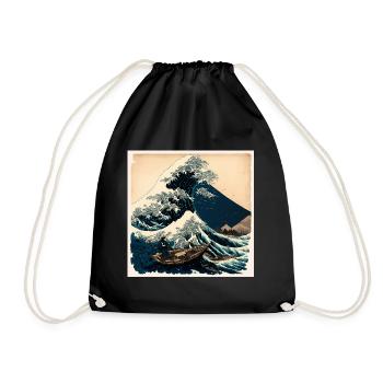 Following nature's way Hokusai Style - Turnbeutel - Schwarz - Vorne