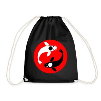 Yin and Yang Koi carp - Drawstring Bag - black - Front