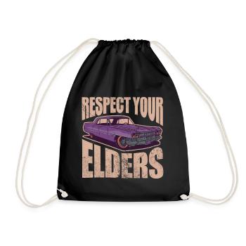 Respect your elders | classic vintage cars - Turnbeutel - Schwarz - Vorne