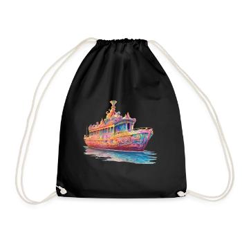 Psychedelic Odyssey Dream Boat - Drawstring Bag - black - Front