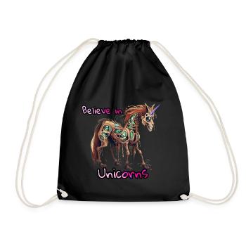 Believe in Unicorns - Drawstring Bag - black - Front