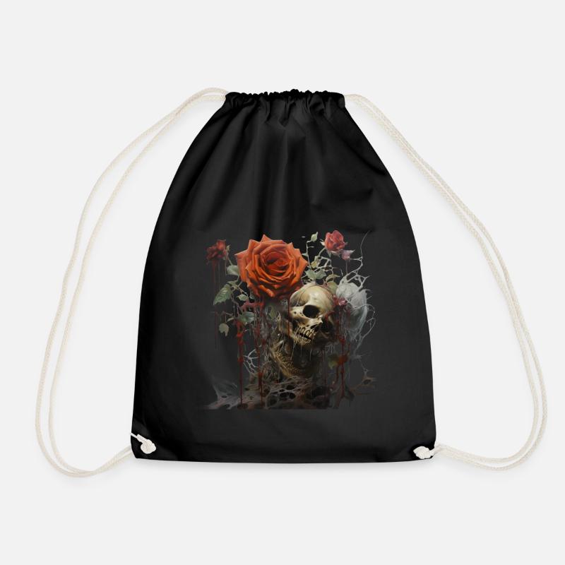Undead Rose - Drawstring Bag - black