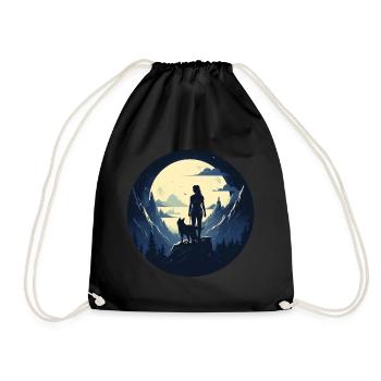 Young woman and her wolf 2 - Drawstring Bag - black - Front