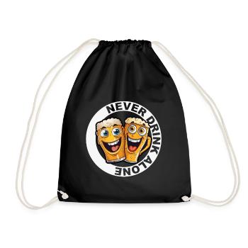 Never Drink Alone Beer - Drawstring Bag - black - Front