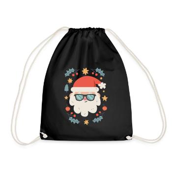 Cooler Weihnachtsmann mit Brille - Turnbeutel - Schwarz - Vorne