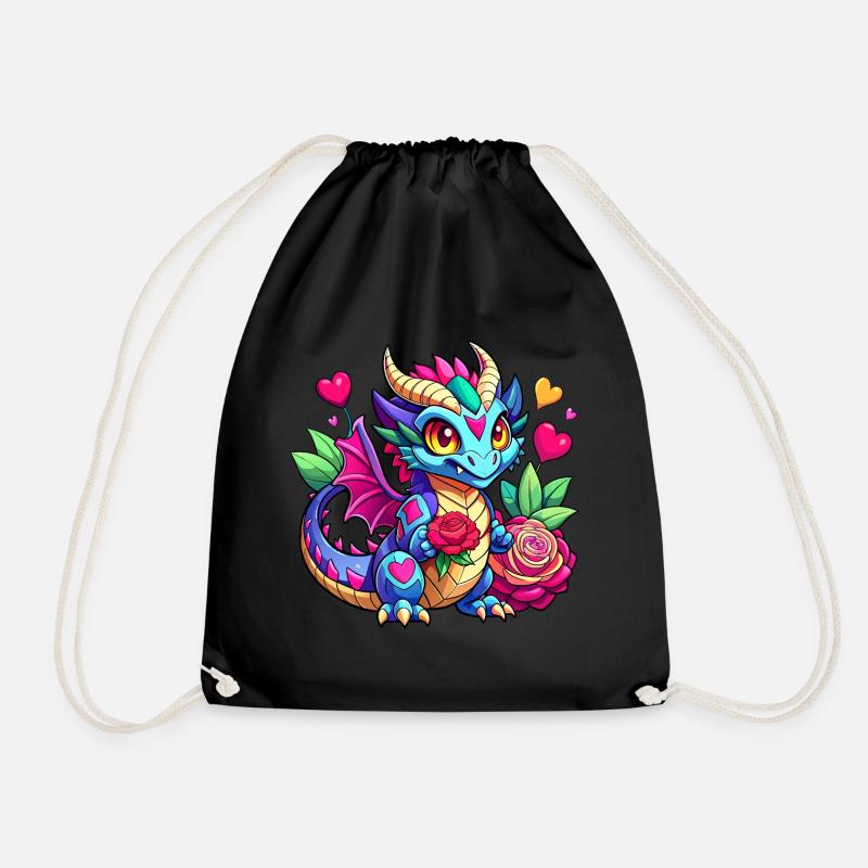 Farbenfroher Drache - Turnbeutel - Schwarz
