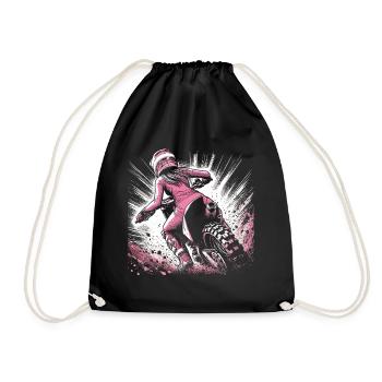 Damen Motocross. Frauen Motorrad Geschenk - Turnbeutel - Schwarz - Vorne