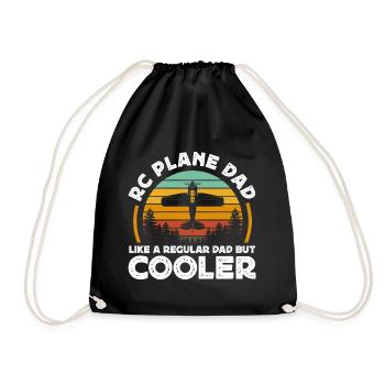 RC plane Dad like regular Dad but cooler - Drawstring Bag - black - Front