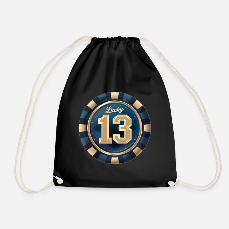 Lucky 13 - Drawstring Bag - black