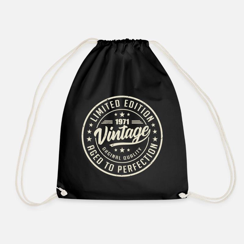 Vintage 1971 Gift 1971 Retro Anniversary 1971 - Drawstring Bag - black