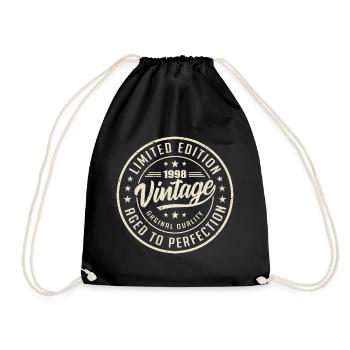 Jahrgang 1998 Geschenk 1998 Retro Geburtstag 1998 - Turnbeutel - Schwarz - Vorne
