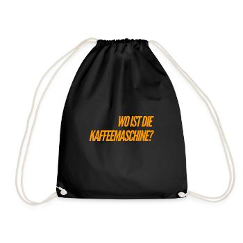 where is the coffee machine? - Drawstring Bag - black - Front