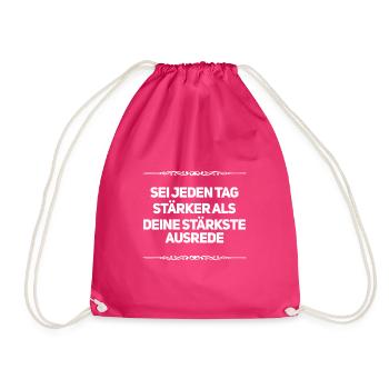 no more excuses - Drawstring Bag - fuchsia - Front