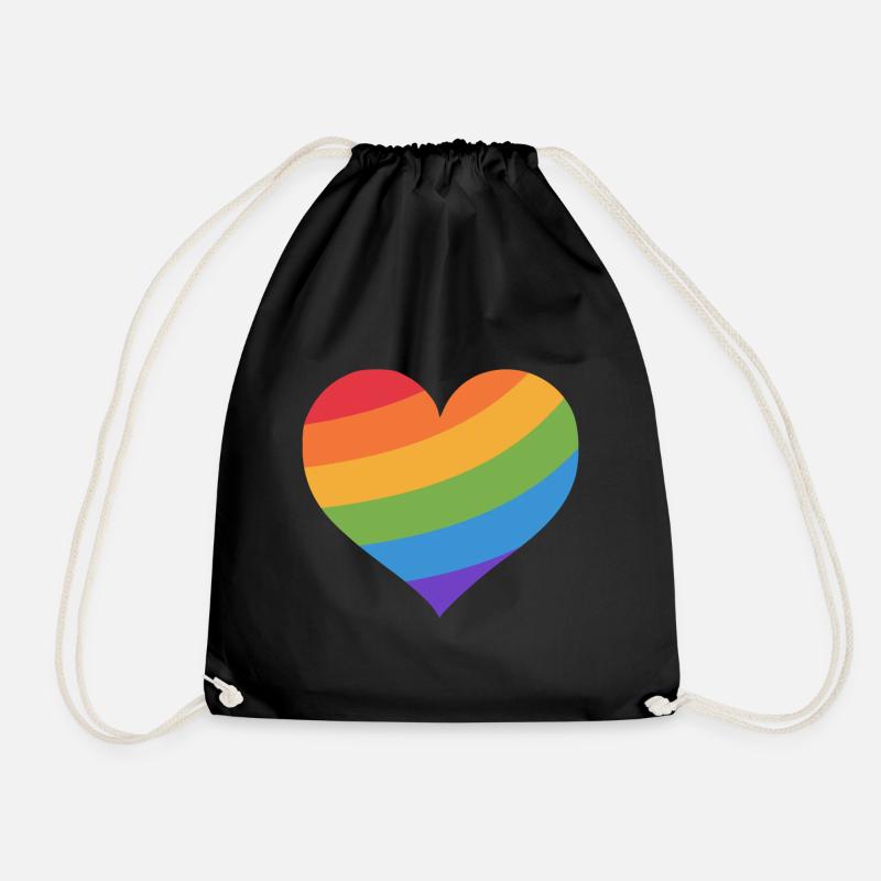 Regenbogen-Herz - Turnbeutel - Schwarz