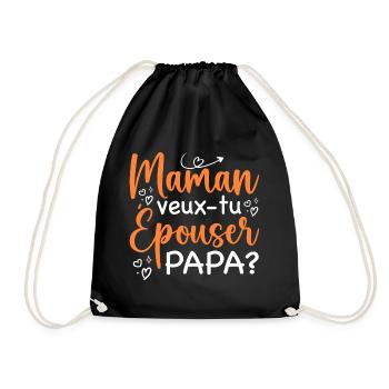 Maman veux tu épouser papa - demande en mariage - Sac de sport léger - noir - Devant