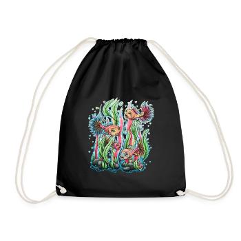 Nager avec les poissons - Sac de sport léger - noir - Devant