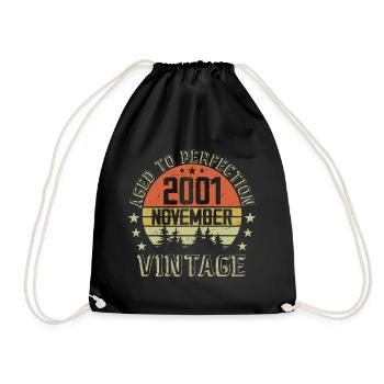 Birthday November 2001 Vintage November Gift - Drawstring Bag - black - Front