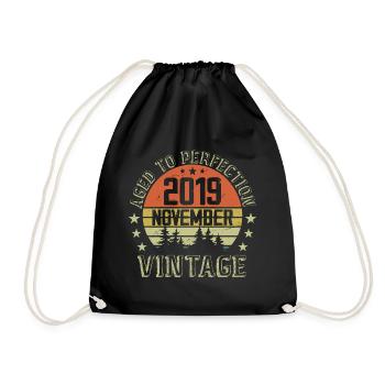 Birthday November 2019 Vintage November Gift - Drawstring Bag - black - Front